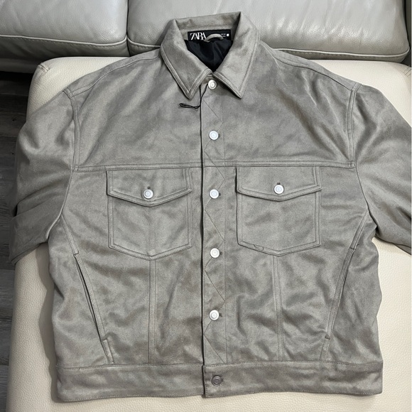 Zara Men's Faux Suede Classic Boxy Fit Jacket - Size L - Picture 5 of 11